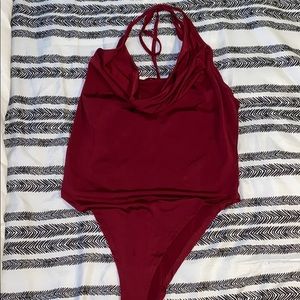 Maroon Cowell neck bodysuit